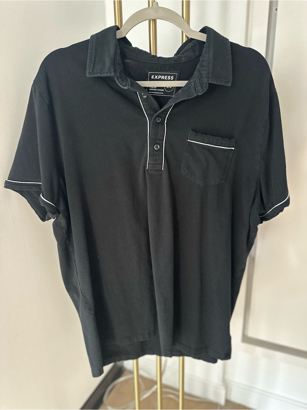 Express Black Polo with Contrast Trim